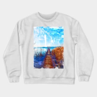 Lake Jetty In Veneto Italy Crewneck Sweatshirt